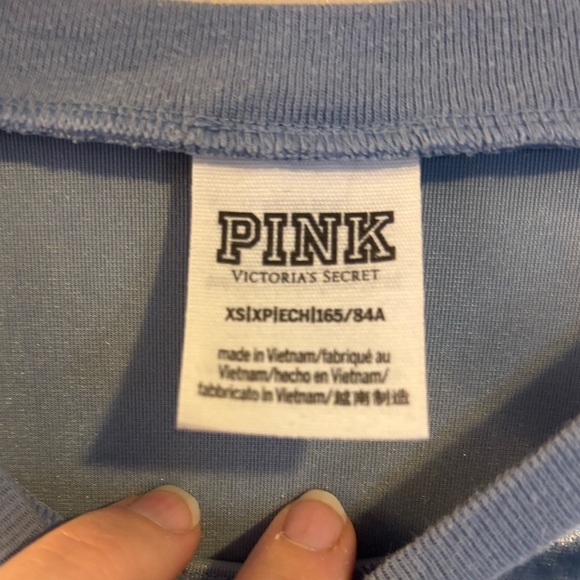 Victorias Secret PINK Blue Crush Velour crop top sz XS - Picture 3 of 4